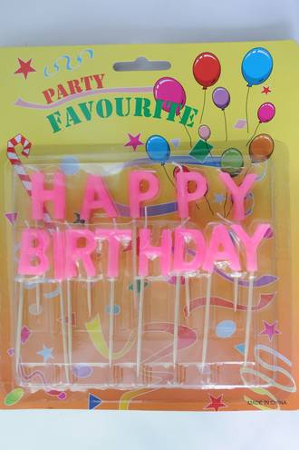 Candle Pink Happy Birthday Pick