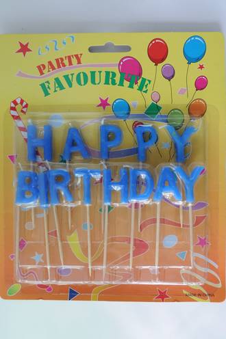 Candle Blue Happy Birthday Pick
