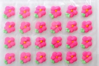 Icing Drop Flowers Pink with leaf 19mm (Packet of 24)