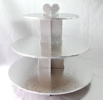 Cupcake Silver Stand, 3 Tier, 36cm base, 33cm high