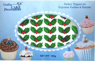 Holly Leaves with Berries Small/Flat - Box of 60