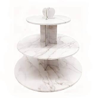 Cupcake White Marble Stand, 3 Tier, 36cm base, 33cm high - 14 LEFT
