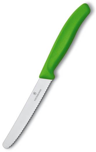 Tomato Knife, Green Nylon Handle (11cm Serrated Blade)