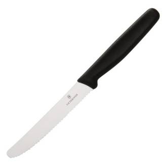 Tomato Knife, Black Nylon Handle (11cm Serrated Blade)