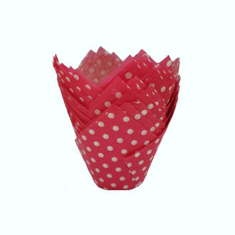 Hot Pink Polkadot Folded Cups 175x60mm (200)