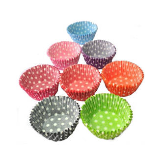Large Muffin Paper Cases Multi-Coloured Polka Dots 55x36mm (500)
