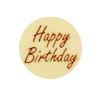 Chocolate White - "Happy Birthday" Round 75mm (50PK)