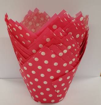 Hot Pink Polkadot Folded Cups 175x60mm (200)