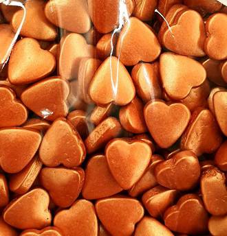 Tablet Hearts Metallic Copper 10mm (1kg bag)