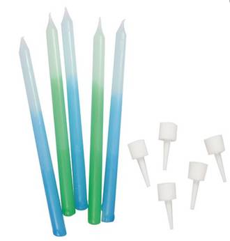 Candles Ombre Blue/Green 100mm (12)