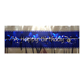 Cake Band Happy Birthday Royal Blue/Silver 63mm (7m)