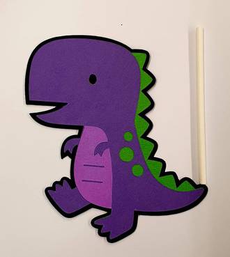 Dinosaur - Purple Cake Topper (Card 100x105mm)