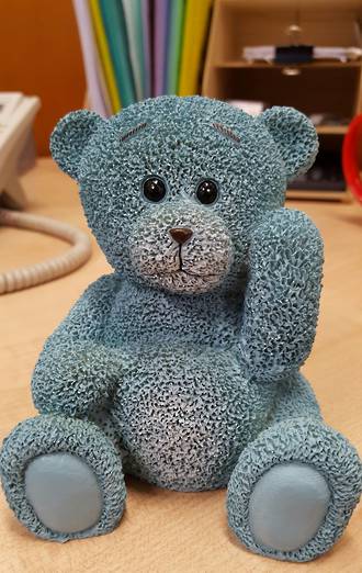 Blue teddy bear, 120mm (Polystone)