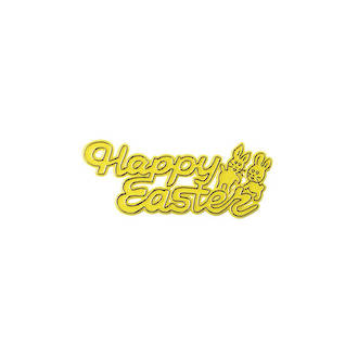 Happy Easter Plastic Motto, 75mm (Yellow)