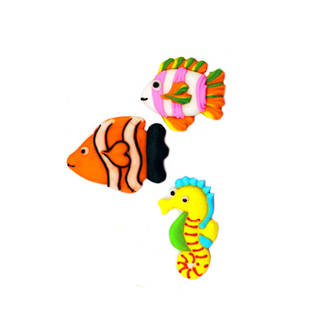 Fish (Assorted) 2D Icing.  Retail Box of 6, 20mm