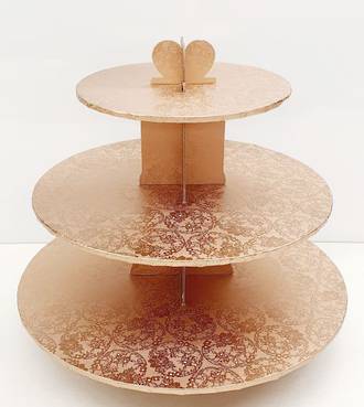Cupcake Rose Gold Stand, 3 Tier, 36cm base, 33cm high
