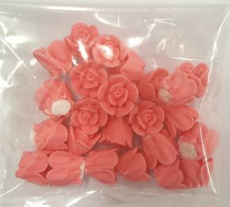 Icing Salmon Roses 10mm, packet of 24 - DELETE WHEN SOLD