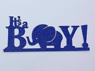 "It's a Boy" Glitter Blue Cake Topper (Card 130x55mm)