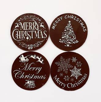 Chocolate Dark "Christmas Assorted" Round 50mm (32PK)