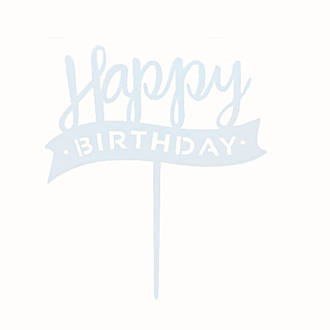 "Happy Birthday" Blue Ribbon Topper (Card 150x120mm)