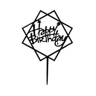 "Happy Birthday" Black Topper (Card 160x120mm)