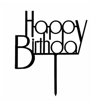 "Happy Birthday" Black Pic Topper (Card 135x110mm)