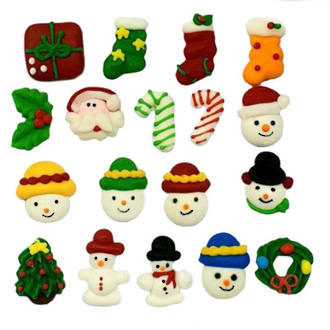 Mini Christmas Assorted Icing Designs, 10-15mm (270 Pces)