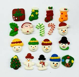 Mini Christmas Assorted Icing Designs, 10-15mm (270 Pces)