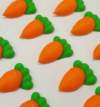 Carrots, 2D Icing, Small, 25mm - Box of 84