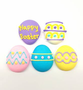Easter Eggs Assorted, 2D Icing, 27mm (Box of 50)