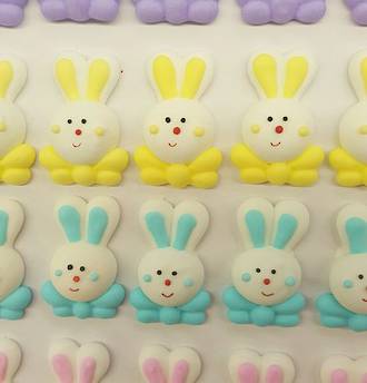 Easter Rabbit With Bowtie, 38mm 2D Icing (Box of 40)