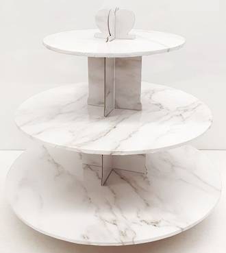 Cupcake White Marble Stand, 3 Tier, 36cm base, 33cm high