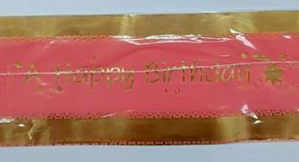 Cake Band Happy Birthday Pink/Gold 63mm (7m)