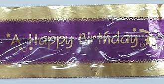 Cake Band Happy Birthday Purple/Gold 63mm (7m)