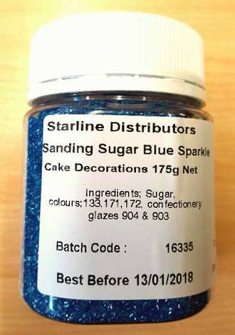 Sanding Sugar Blue Sparkle (175g Jar)