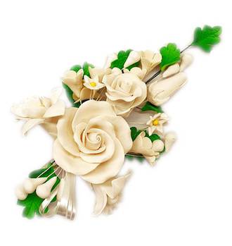 Icing White Tea Rose Large Spray, 160mm