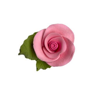 Icing 30mm Pink Roses With Leaf (144)