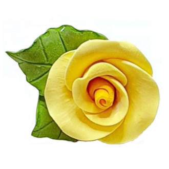 Icing 30mm Yellow Roses With Leaf (144)