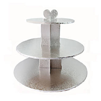 Cupcake Silver Stand, 3 Tier, 36cm base, 33cm high