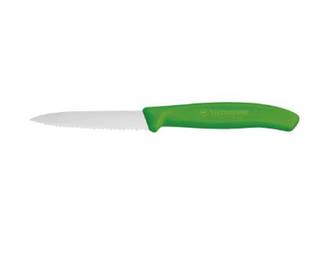 Paring Knife, Green Nylon Handle (8cm Serrated Blade)