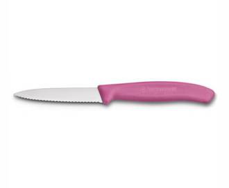 Paring Knife, Pink Nylon Handle (8cm Serrated Blade)