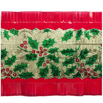 Christmas Holly Cake Frill Gold/Red  (7.33 Metre Roll, 64mm width) DUE MID SEPT