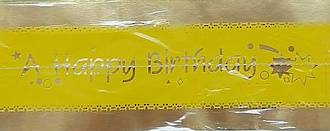 Cake Band Happy Birthday Yellow/Gold 63mm (1m)