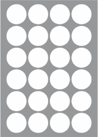 24 Labels per sheet 44mm Circle x100 sheets