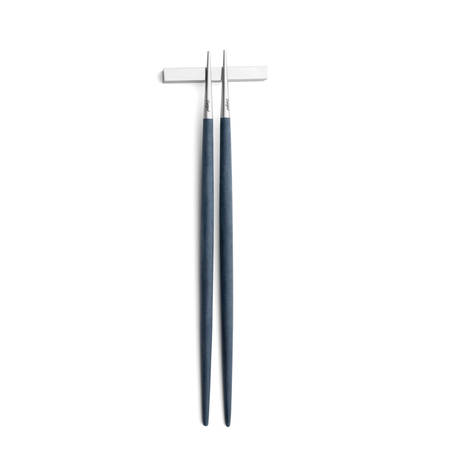 Goa Blue & Matt Stainless Chopstick Pair with Stand