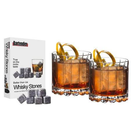 Riedel Bar DSG Rocks Glass Pair & Whisky Stones Bundle