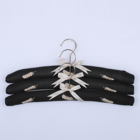 Feathers Black Coat Hangers Set of 3