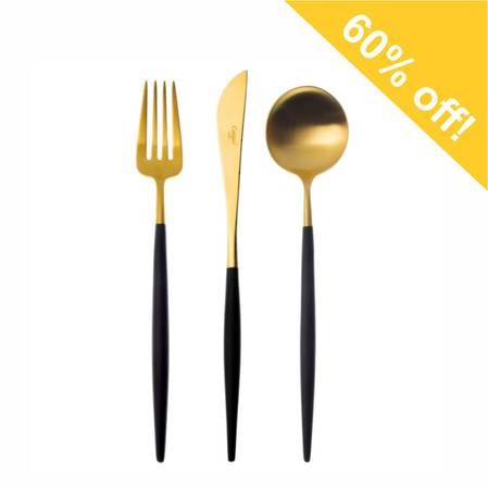 Goa Black & Matt Gold 58 Piece Cutlery Set