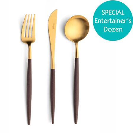 Entertainers Goa Brown & Matt Gold Cutlery Set