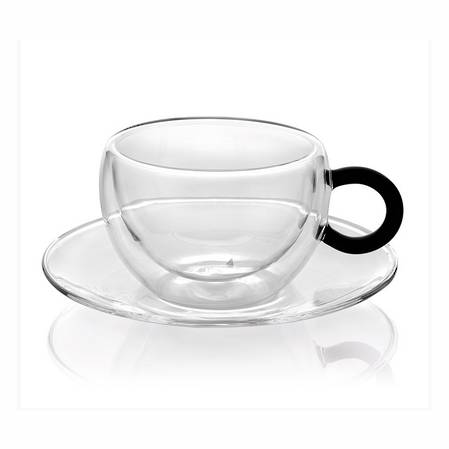 Colours Break Espresso Cup & Saucer Set 2 Black Handle